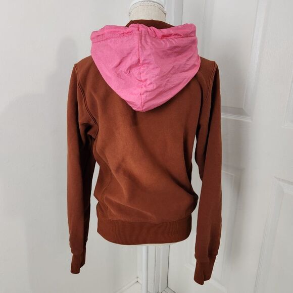Champion Reverse Weave Hoodie Womens Small Brown Pink Soft Shell Hood Ribbed - Picture 8 of 16